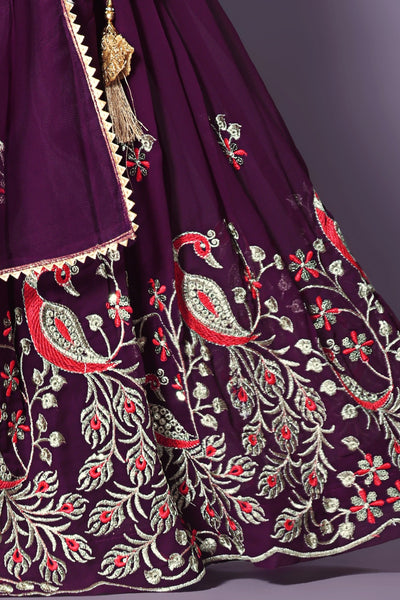 Heavy Embroidered Wine Girls Lehenga Choli
