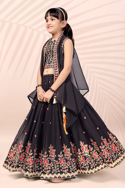 Black Designer Embroidered Girls Lehenga Choli
