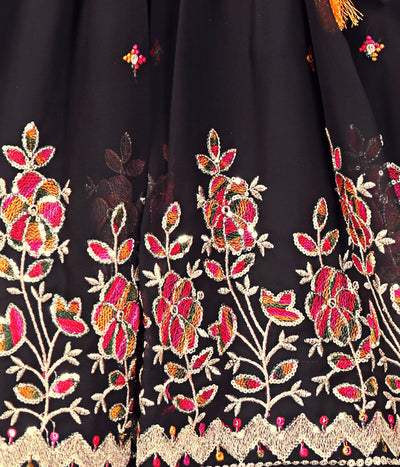 Black Designer Embroidered Girls Lehenga Choli