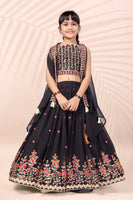 Black Designer Embroidered Girls Lehenga Choli