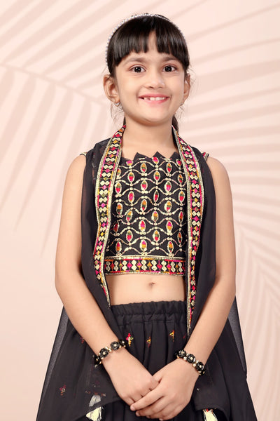 Black Designer Embroidered Girls Lehenga Choli