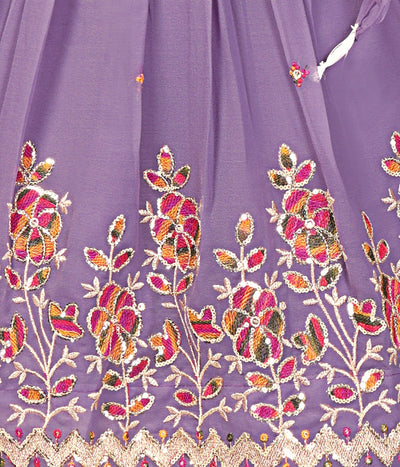 Lavender Embroidered Girls Lehenga Choli
