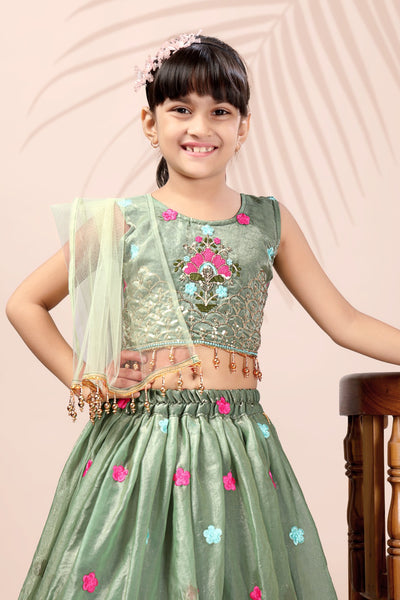 Fresh Green Designer Girls Lehenga Choli