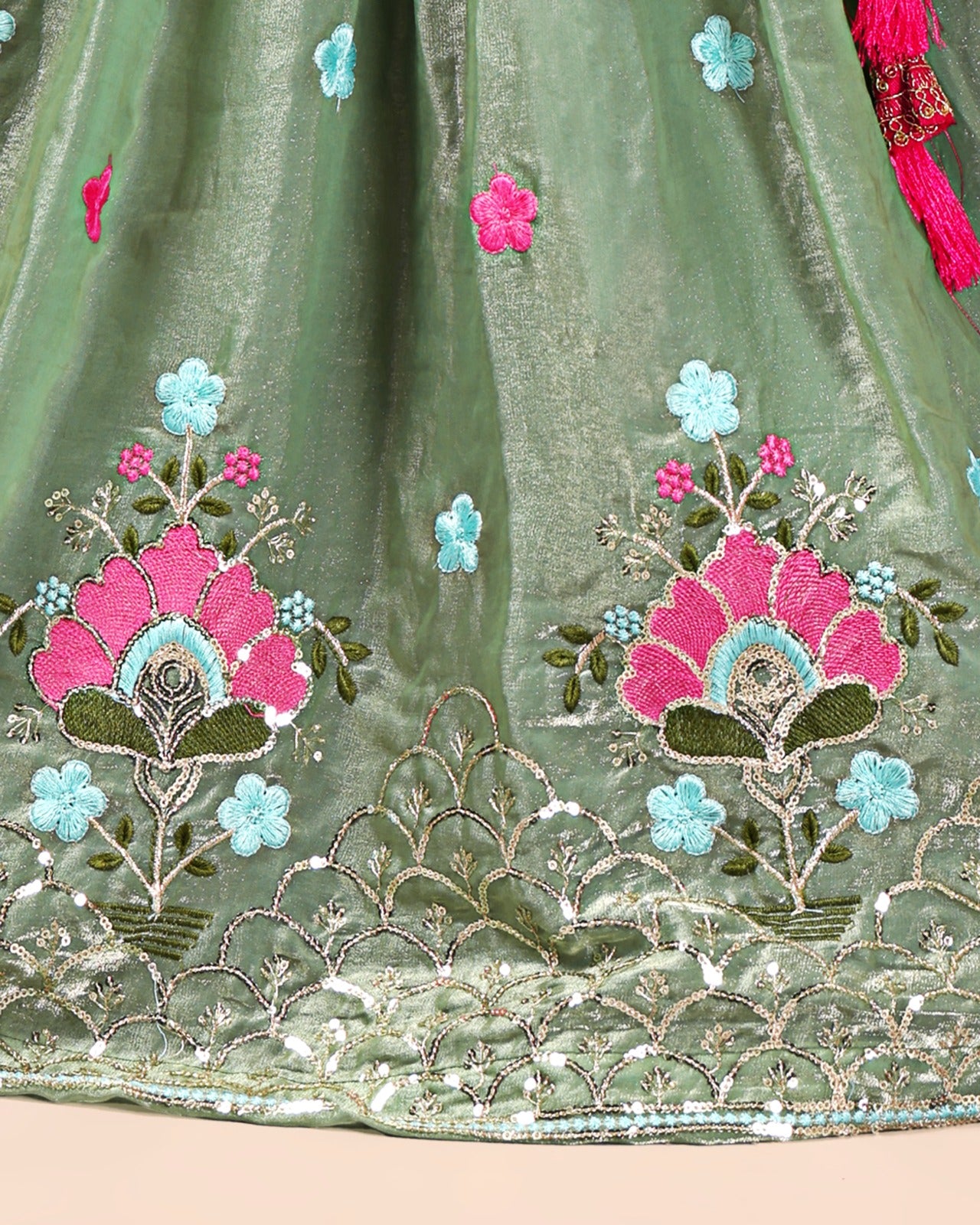 Fresh Green Designer Girls Lehenga Choli