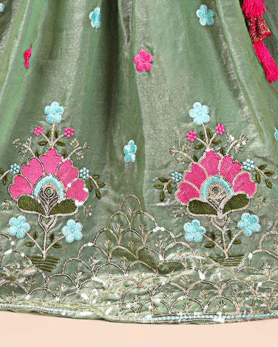 Fresh Green Designer Girls Lehenga Choli
