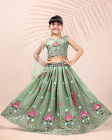 Fresh Green Designer Girls Lehenga Choli