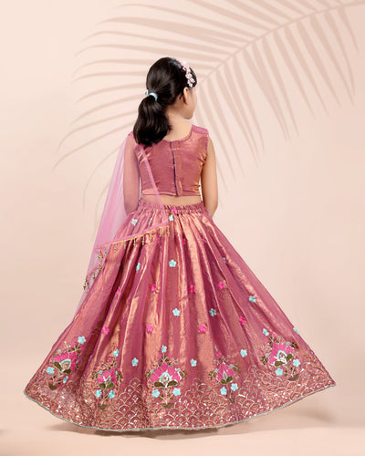 Premium Pink Embroidered Girls Lehenga Choli