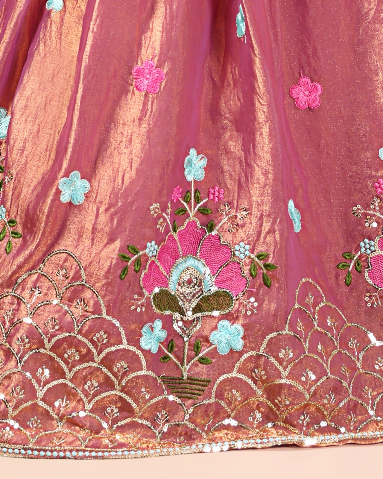 Premium Pink Embroidered Girls Lehenga Choli