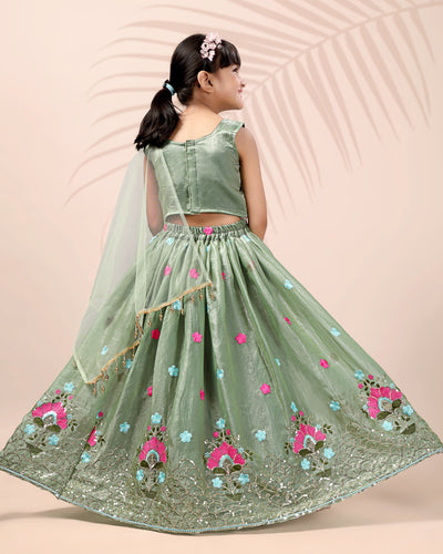 Fresh Green Designer Girls Lehenga Choli