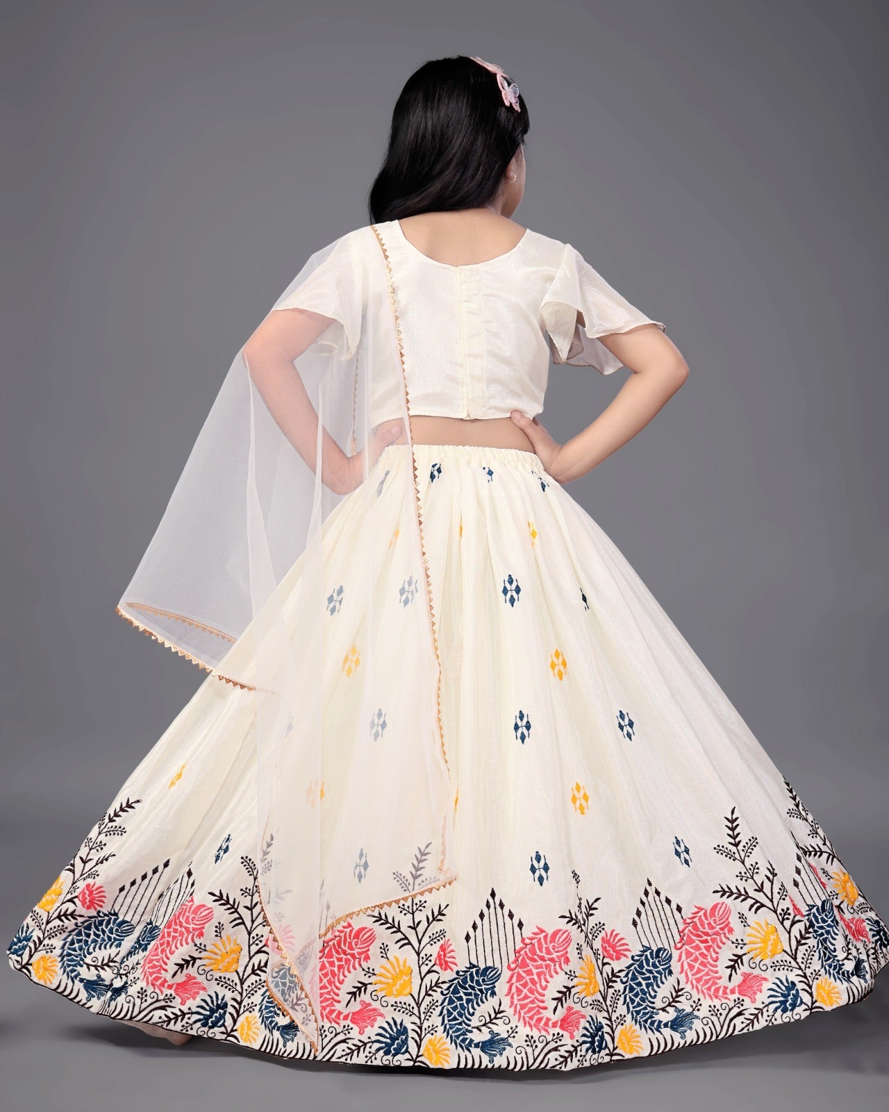 Girls' Elegant Embroidered Lehenga Choli Set