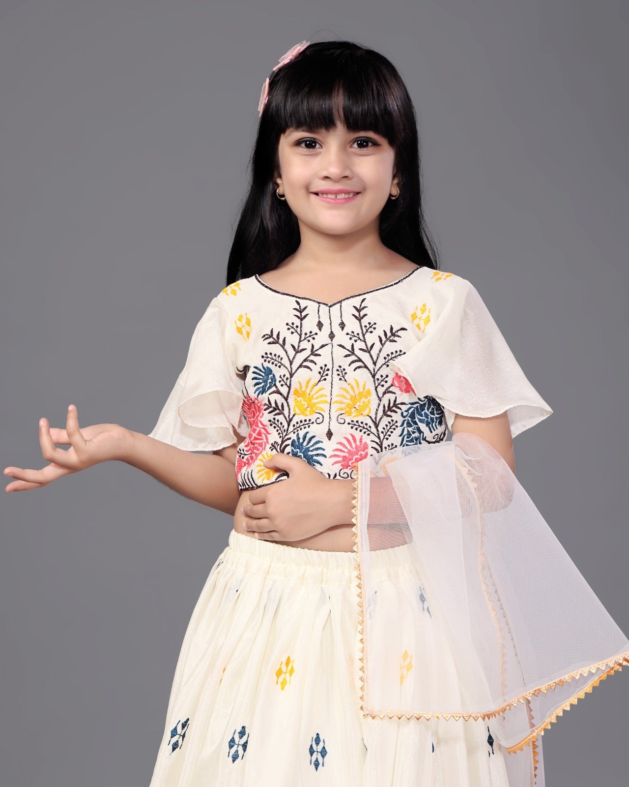 Girls' Elegant Embroidered Lehenga Choli Set