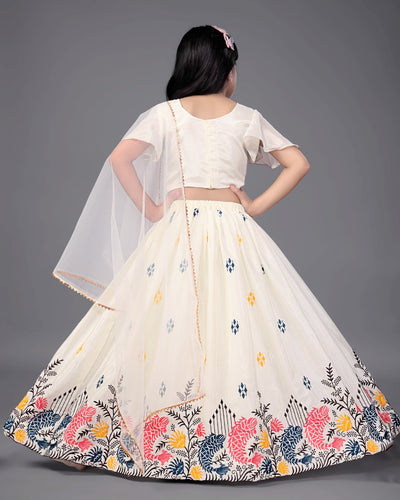 Girls' Elegant Embroidered Lehenga Choli Set