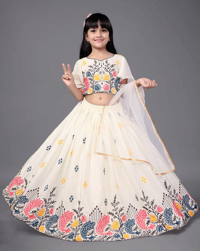 Girls' Elegant Embroidered Lehenga Choli Set