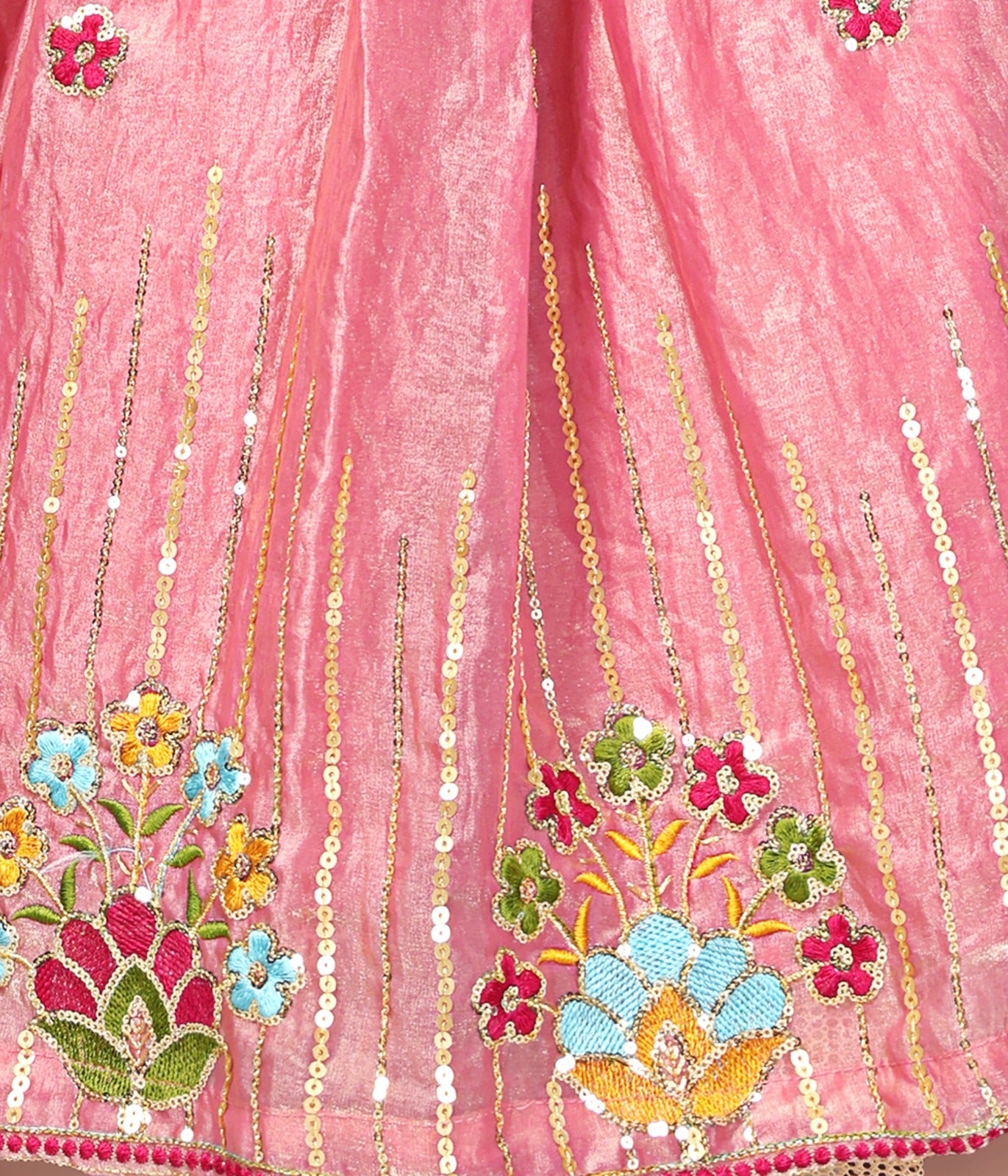 Pink Embroidered Girls Lehenga Choli