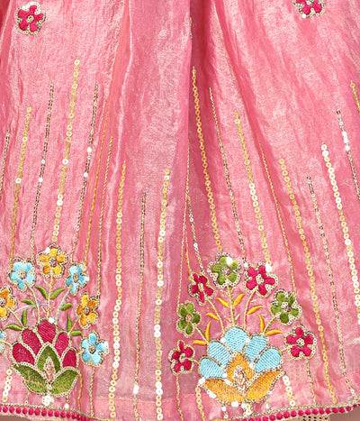Pink Embroidered Girls Lehenga Choli