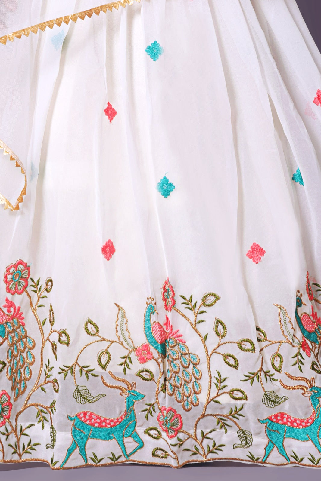 Elegant Off White Embroidered Girls Lehenga Choli