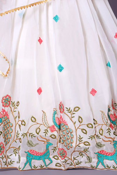 Elegant Off White Embroidered Girls Lehenga Choli