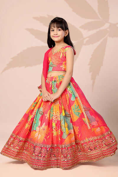 Vibrant Multicolor Festive Girls Lehenga Choli