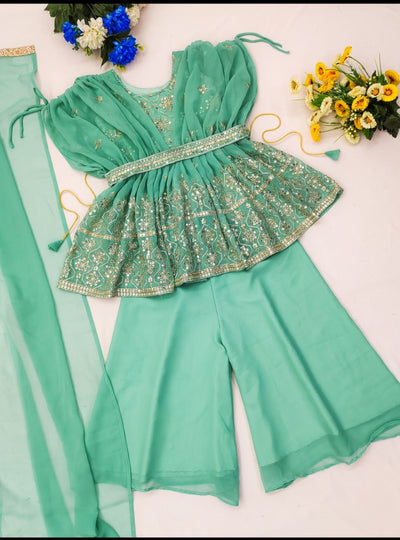 Pastel Green Designer Palazzo Set