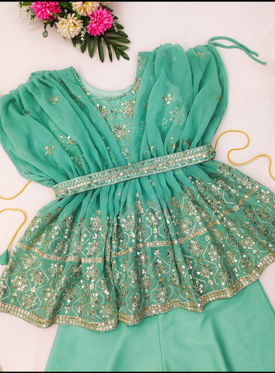 Pastel Green Designer Palazzo Set