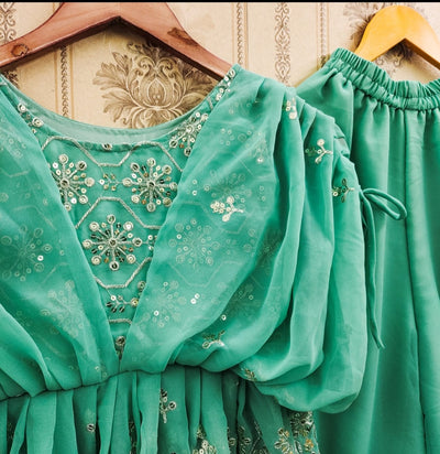 Pastel Green Designer Palazzo Set